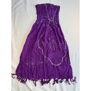 Handmade Girls‎ Beach Dress Purple Hand Stitched Rhinestones One Size Fits All